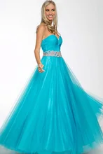 2015 verkauf Elegante Bodenlangen Liebsten Tüll Abendkleid Kleid Mit Schärpe Lange Formale Backless Vestido De Noche F1860