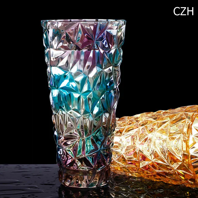 Очаровательная Хрустальная стеклянная ваза для цветов Tangent, декоративная настольная красочная стеклянная ваза для графина, художественные украшения и аксессуары для рукоделия