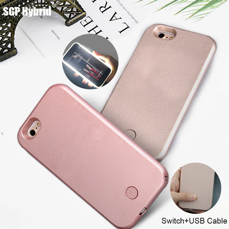 

Case For iPhone 6 6S 7 8 Plus 5 s Flash Selfie Light Up Glowing Luxury Phone Case For Apple i Phone 5s 6s 7 8 plus iphoneX Cover