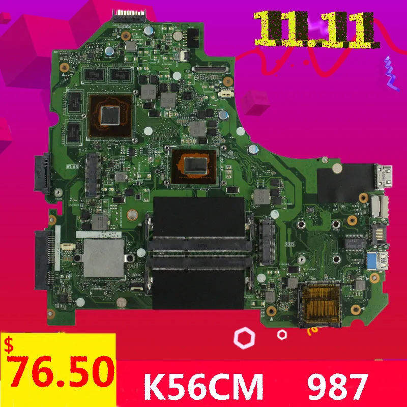 For ASUS K56CB K56CM A56C S550CM Laptop Motherboard 987 CPU PM K56CM ...