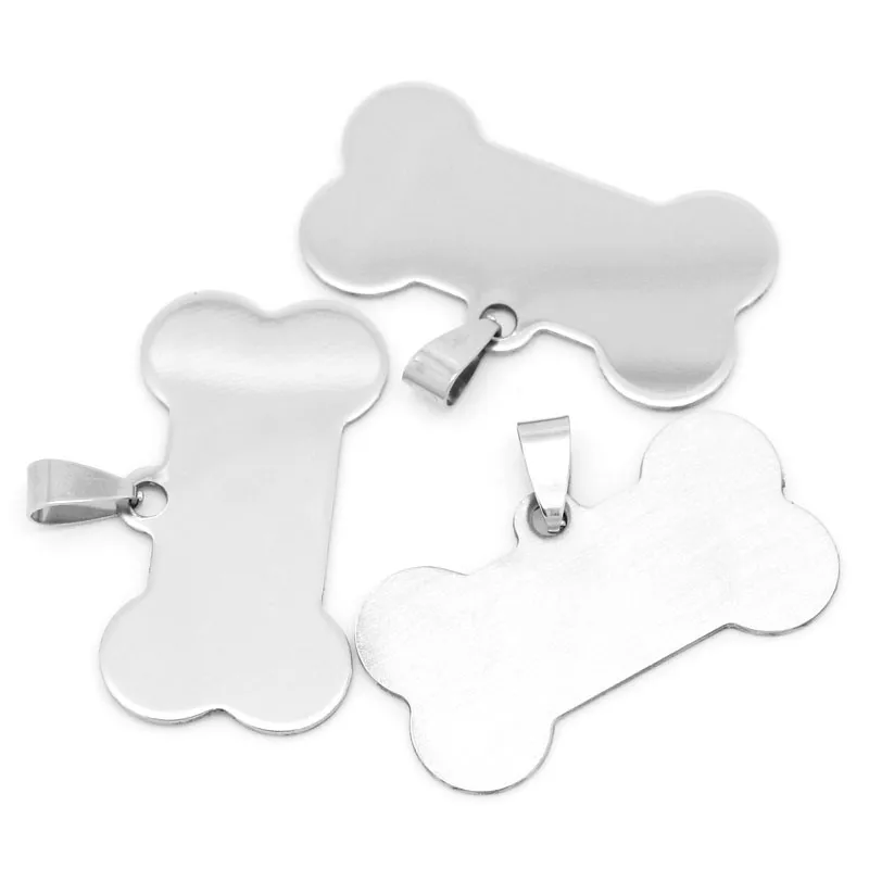 

60Pcs Silver Tone Dog Bone Animal Blank Stamping Tags Stainless Steel Pendants Jewelry Findings Charms 2.9x4cm(1 1/8"x1 5/8")