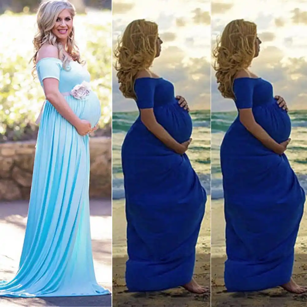 Shoulderless Maternity Dresses Photography Long Pregnancy Dress For Pregnant Photo Shoot Props