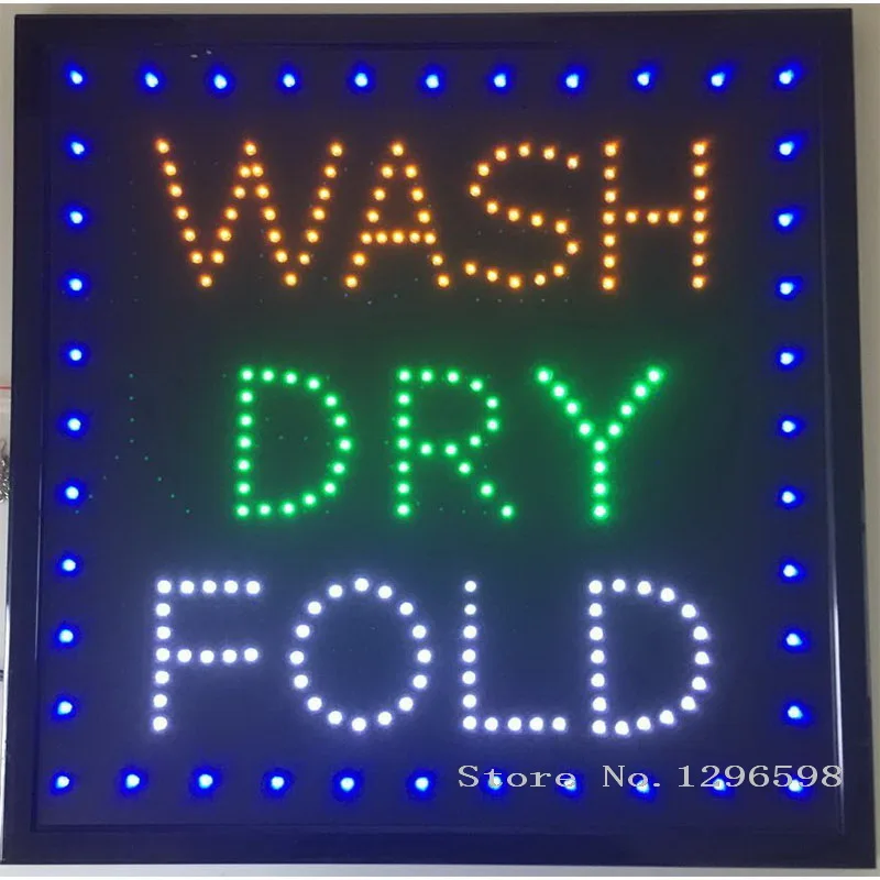 

CHENXI New arriving led wash dry fold neon sign Laundry room business store signs indoor 19x19 Inch