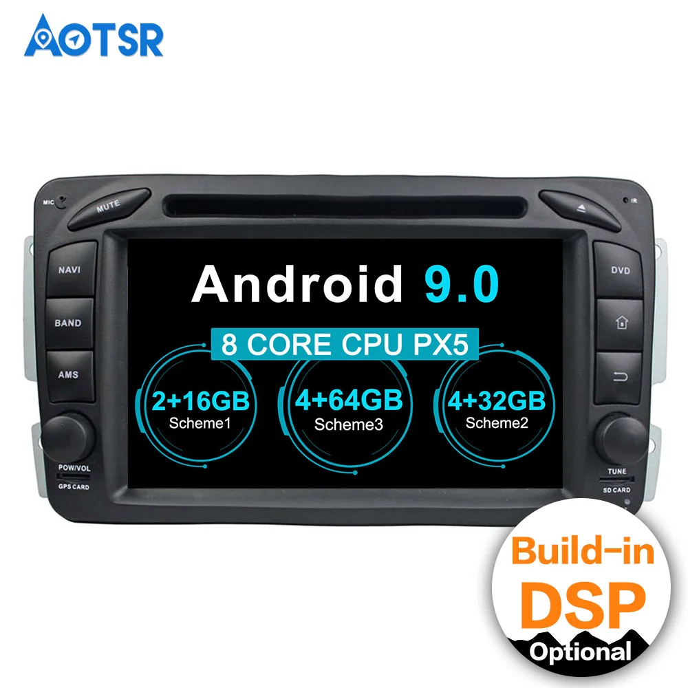 Discount Android 9 4G+64G Car GPS navigation for MERCEDES BENZ C CLASS W203 multimedia car DVD headunit radio tape recorder stereo DSP 1