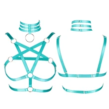 Жесткий бюстгальтер в виде пентаграммы бандаж пастельный, готический панк сексуальные нижнее белье с отверстиями эластичные отрегулировать нагрудный пояс танцевальное искусство Rave одежда для косплея