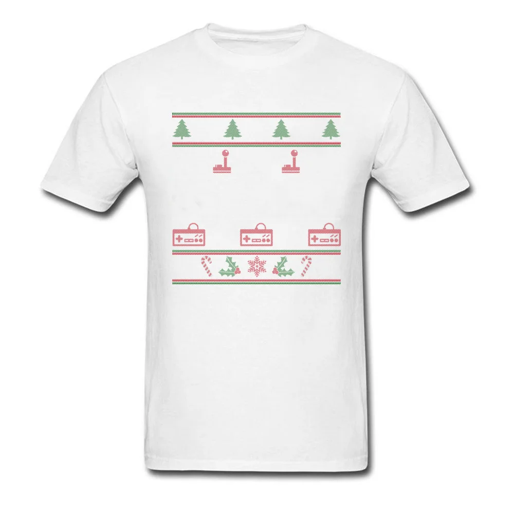 Gamer Ugly Christmas Sweater Tops Shirt 2018 Newest Crewneck Casual Short Sleeve 100% Cotton Men T-shirts Casual Tee Shirts Gamer Ugly Christmas Sweater white