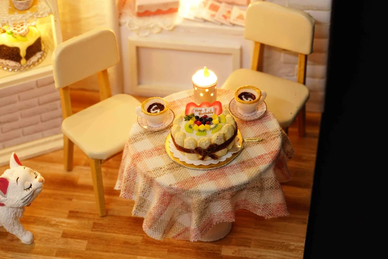 DIY Кукольный дом Миниатюрный Кукольный домик пылезащитный чехол с мебели светодиодный 3D Деревянный сборный пазл игрушка для детей подарок торт дневник H014# E