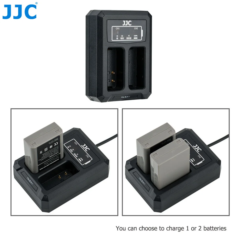 JJC двойное зарядное устройство для камер для Olympus BLN-1 JJC B-BLN1 USB порт с удлинителем 2,5 часов время зарядки