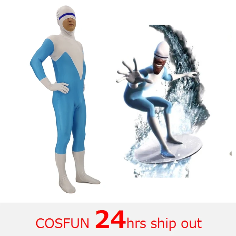 

The Incredibles 2 Frozone Superhero Costume cosplay Halloween Party Movie Cosplay Kids Adult Costumes Catsuit Boys Zentai Suit