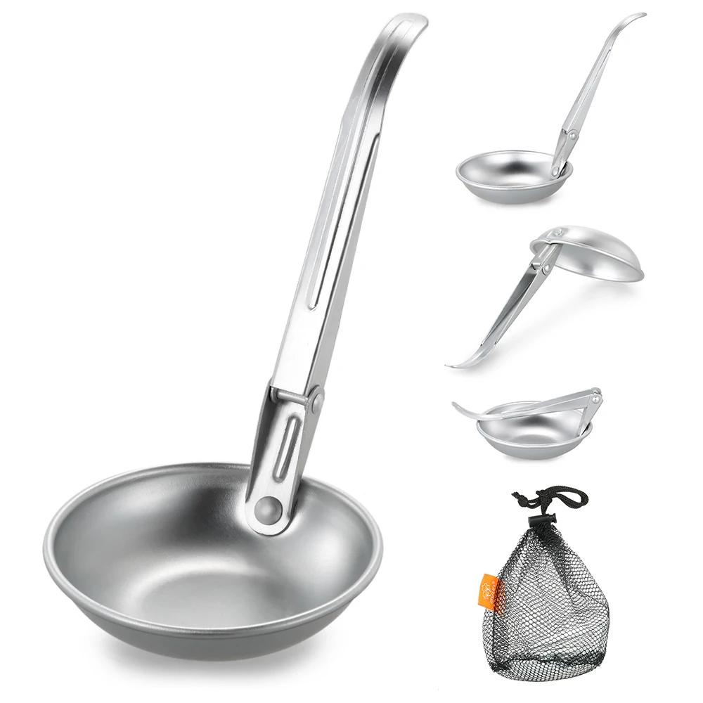 

Long Handled Spoon Foldable Aluminum Soup Ladle Spoon Outdoor Tableware Camping Picnic Traveling Table Spoon Kitchen Accessories
