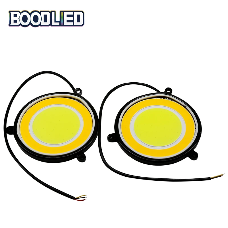 LED DRL Daytime Running Light COB Dual Color White Day Fog Turn Signal Flexible Round Shape Car Styling 12V DC | Автомобили и