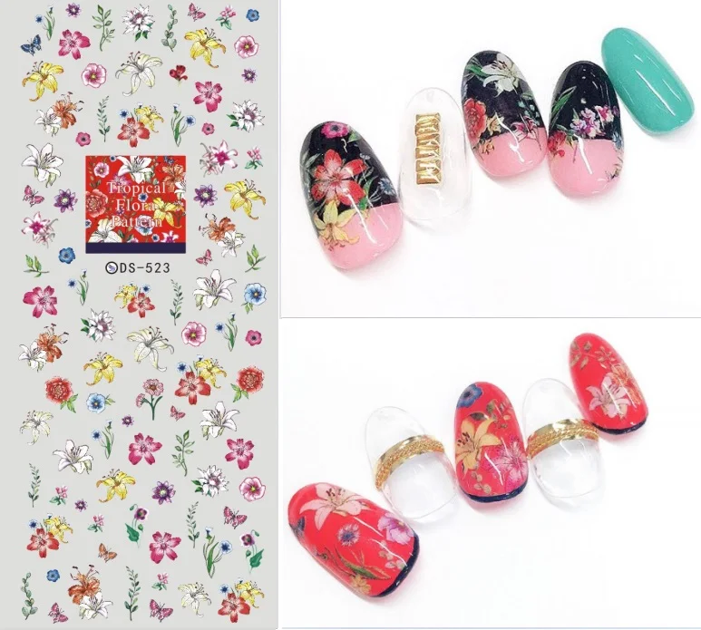 

Florals Patterns! Nails Art Manicure Water Decal Decorations Design Water Transfer Nail Sticker For Nails Tips Beauty