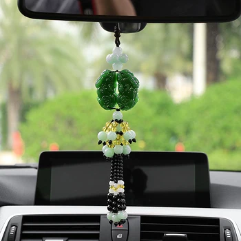 

Car Pendant Double Brave Troops Beaded Hanging Ornaments Good Luck Recruit Wealth Jade Suspension Decoration Chinese Style