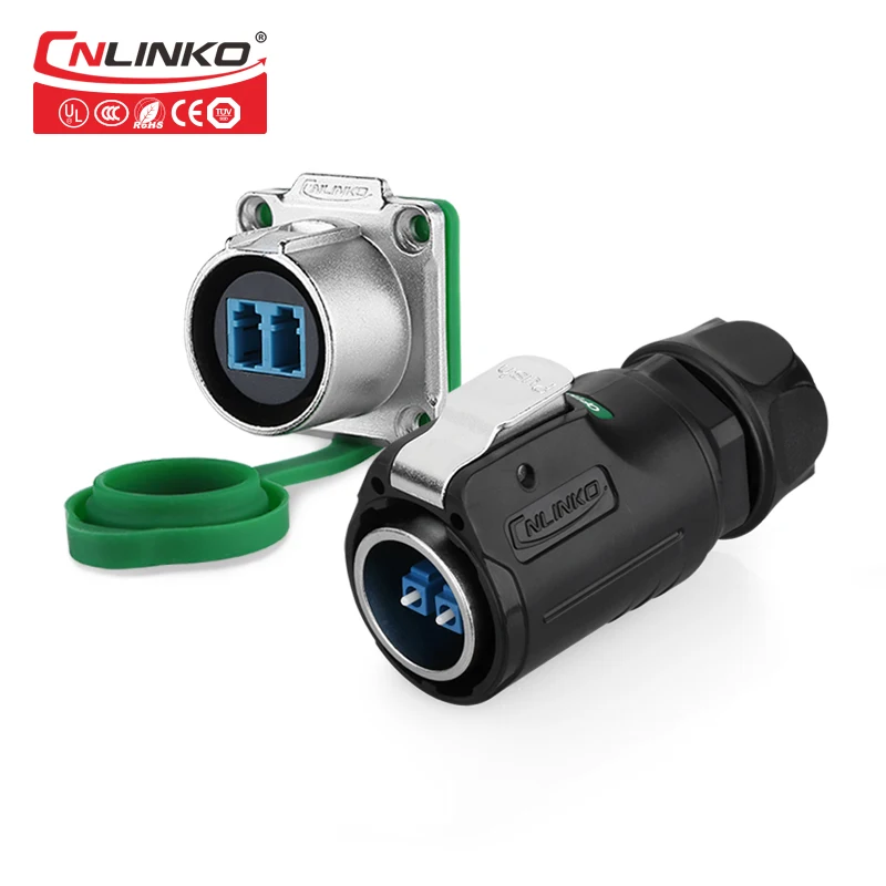 

CNLINKO M24 Plastic Shell Optical Fiber Waterproof IP67 Connector Socket With Cover Lc Fiber Optic Fast Plug With 3M Cable