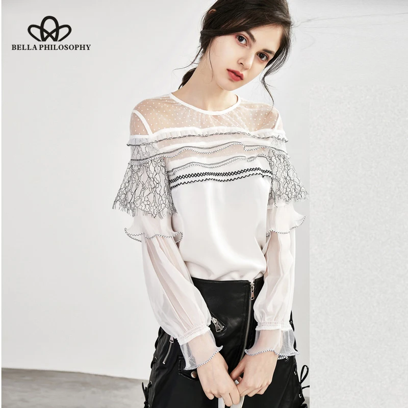 Wonder 2018 new autumn Blouses Shirt Tops Office sutumn Ladies Streetwear Girls Vintage Elegant Sweet Crop Casual lace women Top