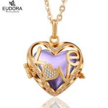 Chapado En oro Unique “amor” Armonía Bola Colgante de Collar de Corazón de cristal Joyería Apta Chime Bola Llamador Del Ángel Colgantes Regalo de La Joyería