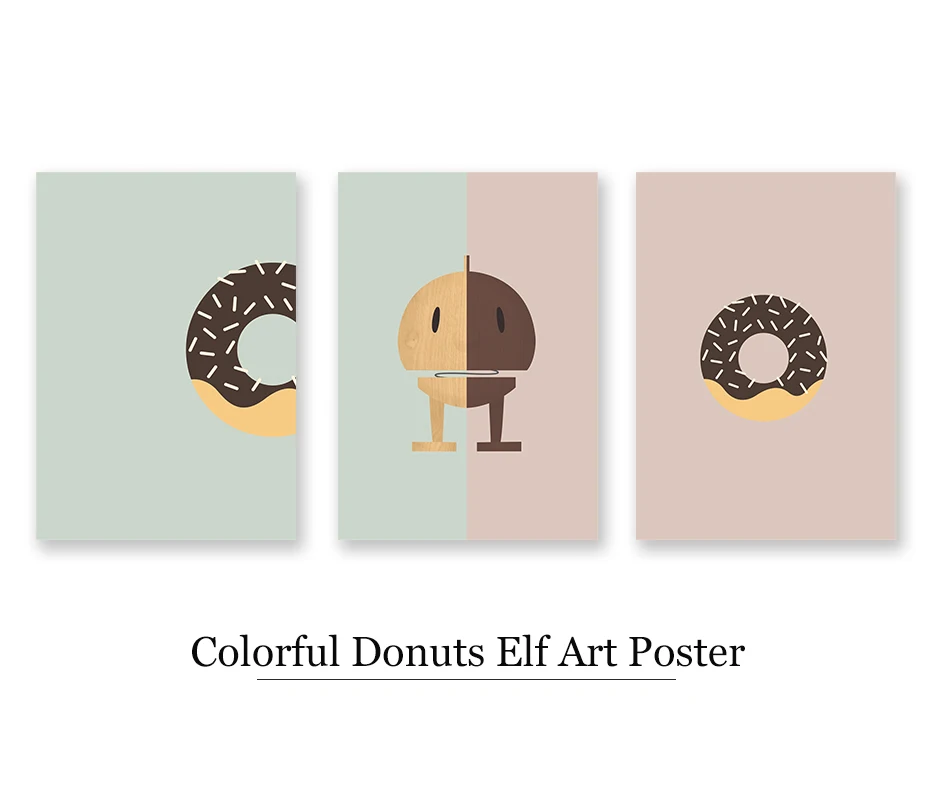 Cartoon Chestnut&Doughnuts Wall Art Colorful Canvas Painting Modern Vintage Posters&Prints Kids Room Nursery Decoration Pictures (1)