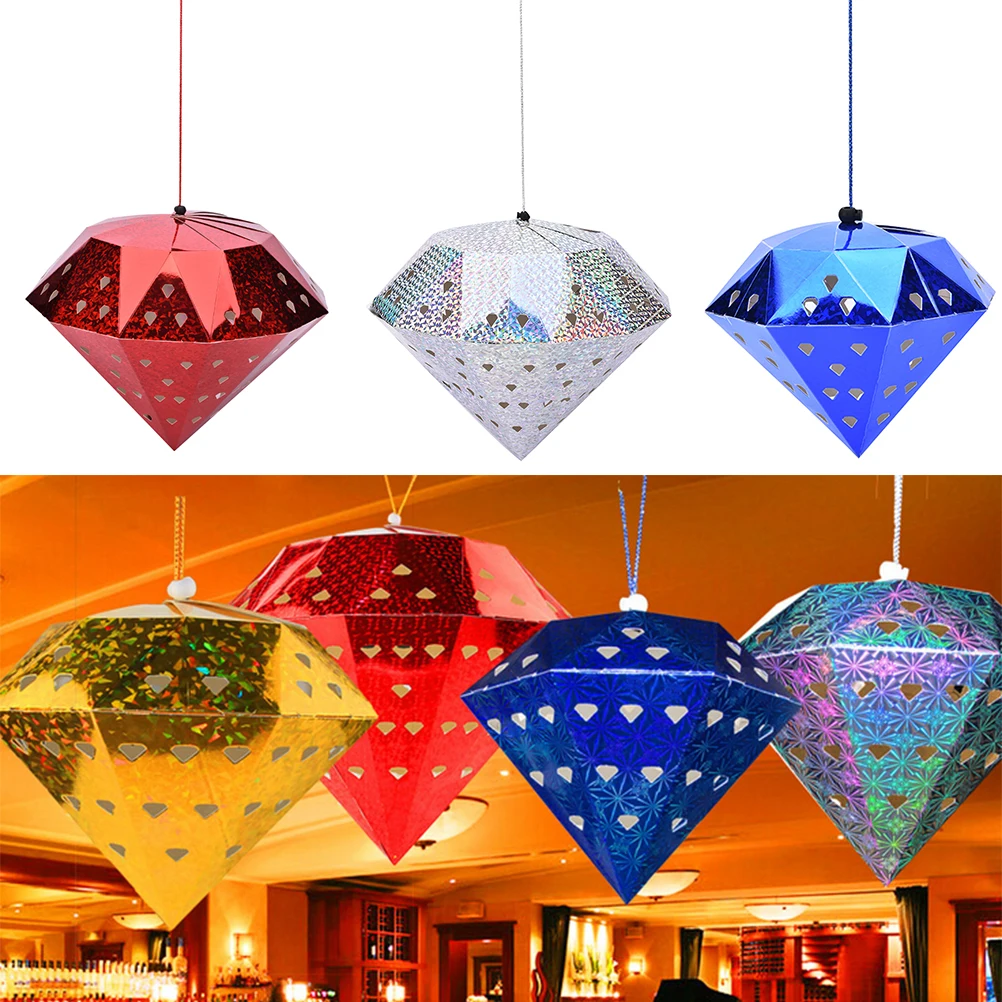 1Pcs 3 Sizes 3D Laser Multi Reflective Paper Diamond Color Ball Party Xmas Tree Hanging Decor Ball Pub Party Wedding Supplies