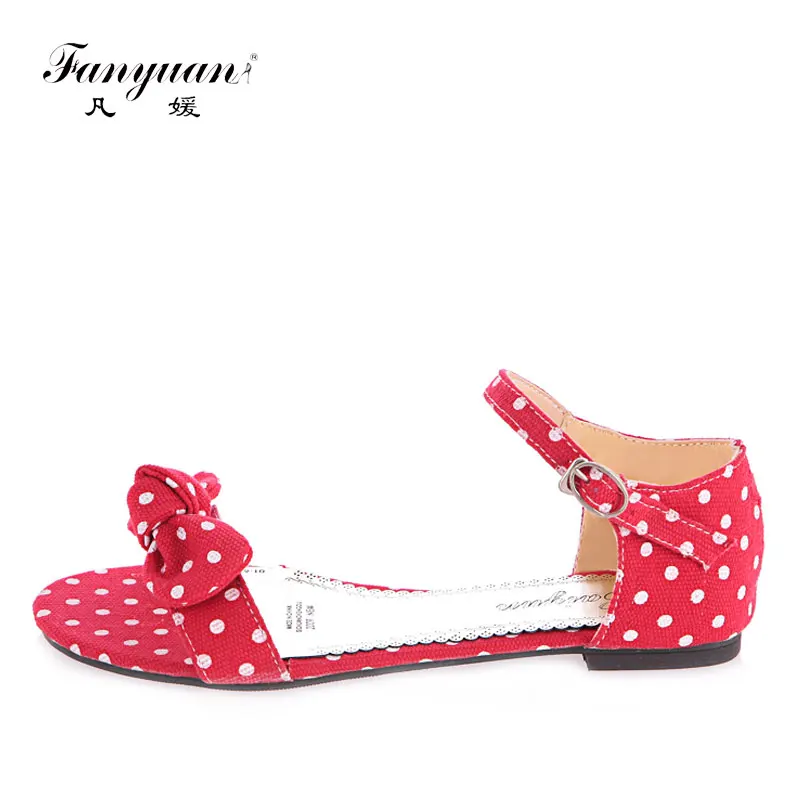 

Fanyuan Women Sandals Flat Casual Shoes Woman sandalie Sweet Bowtie Sandals Women 'Summer Shoes Polka Dot Ladies Summer Sandals