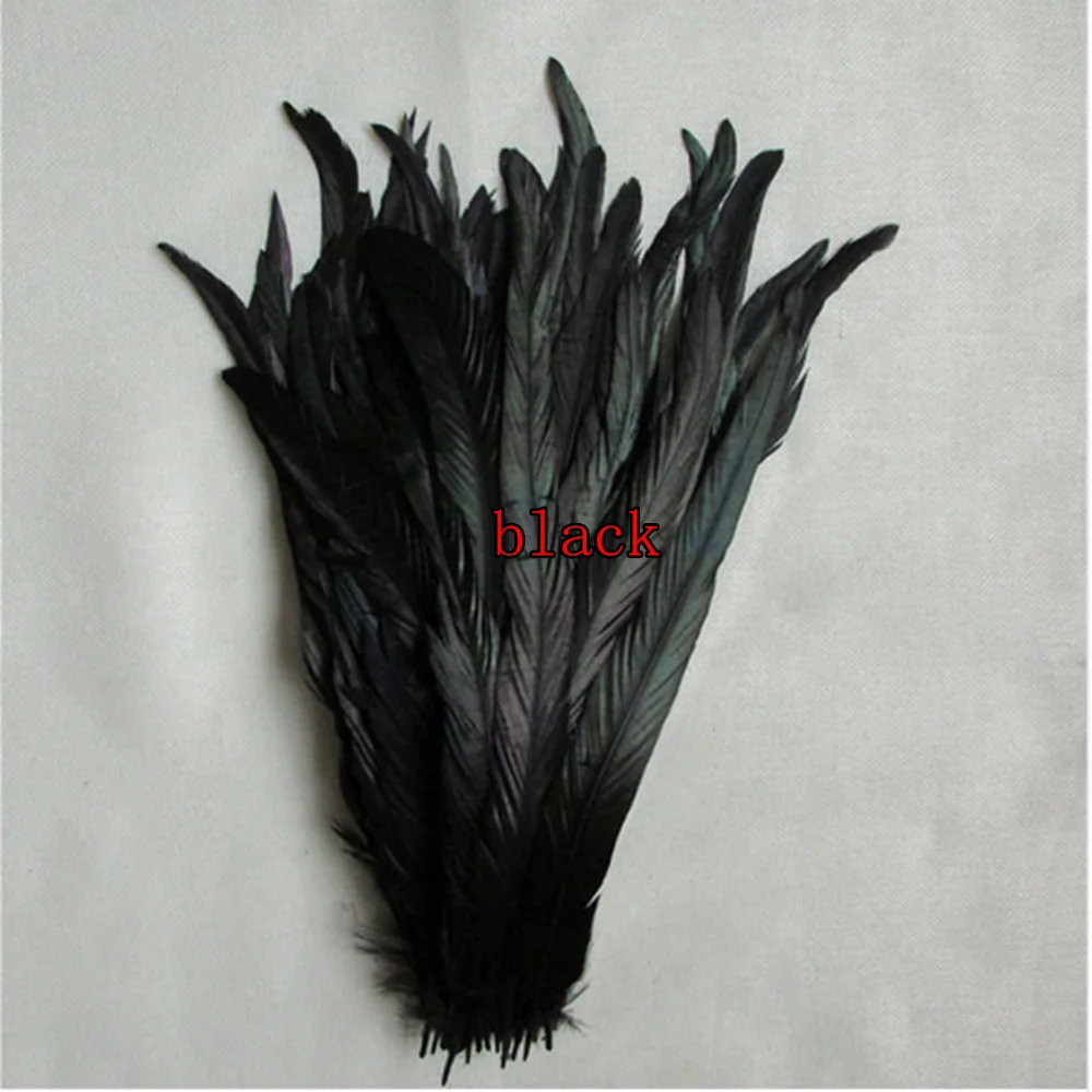 Оптовая продажа 50 уникальных/лотовых Hermosas plumas de Gallo natural 30-35 см 12-14 черный Pulgadas | Дом