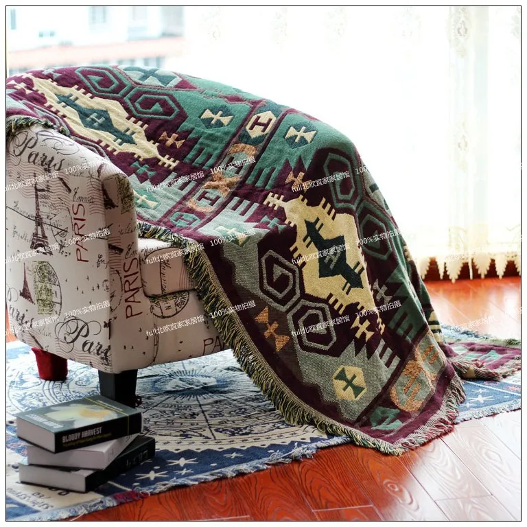 Хлопок Kinited Одеяло прямоугольный кружева Богемия Геометрия Одеяло декоративные бросок шить Одеяло для кровать толстый шерстяной ковер