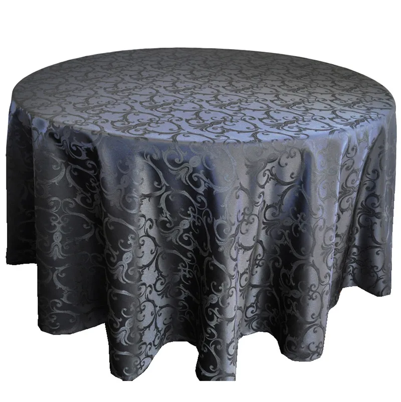 1PC Black 275cm Round Polyester Jacquard Table Cloth Damask Table Cover