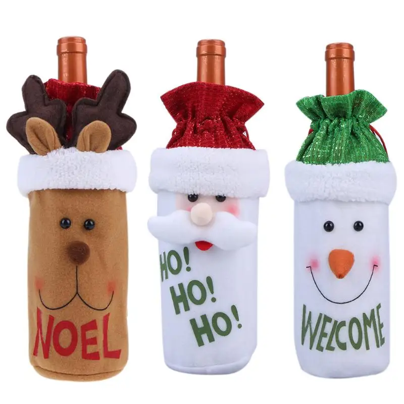 

Santa Claus Christmas Decoration Wine Bottle Bag Champagne Wine Bottle Cover Home Restaurant Bar Supplies Xmas Decoration Gifts