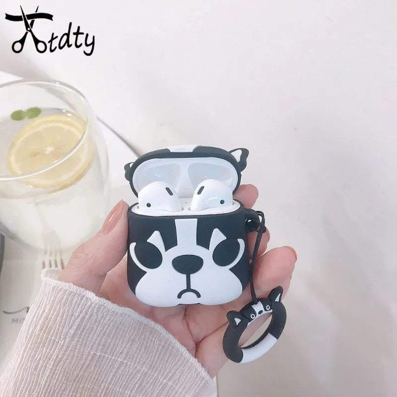 Fashion Cute Bulldog Soft Silicone Protective Cover Shockproof Case Skin for Airpods 1/2 Charging Box dropshipping