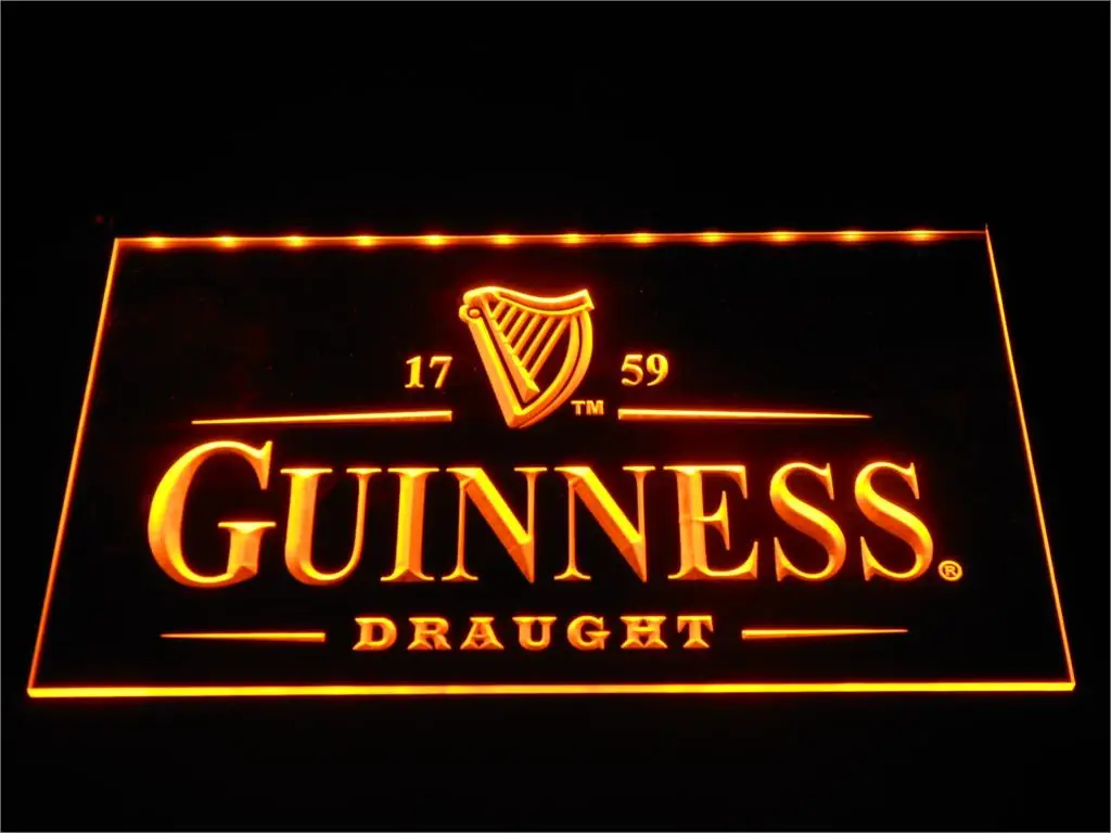 A002 Guinness винтажные логотипы пивной бар светодиодный неоновый светильник с переключателем вкл/выкл 20+ цветов 5 размеров на выбор - Цвет: Цвет: желтый