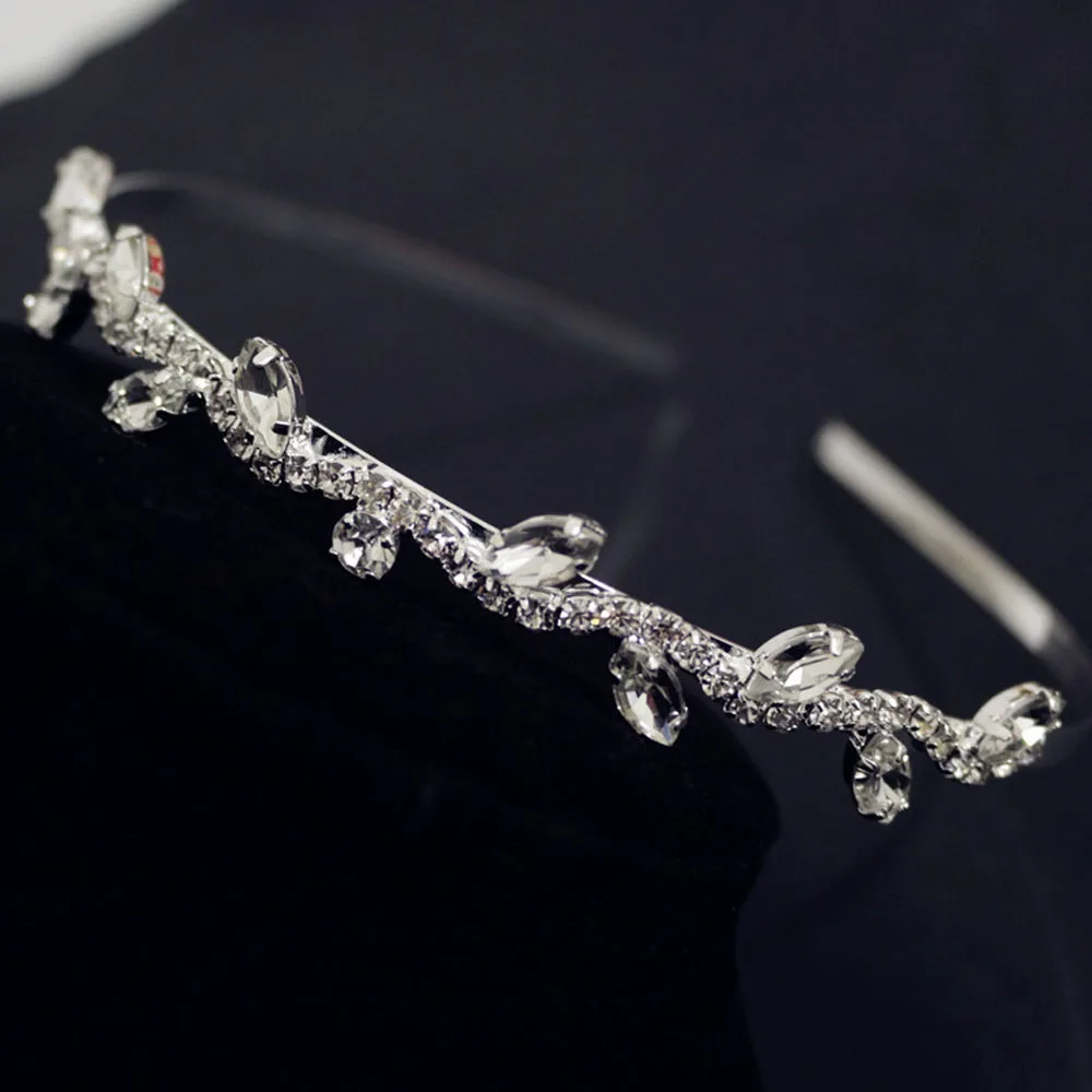 

Fashion Wedding Bridal Flower Hair Accessories Headband Crown Headwear Lady Girls Pearl Wave Crystal Leaves Hair Band