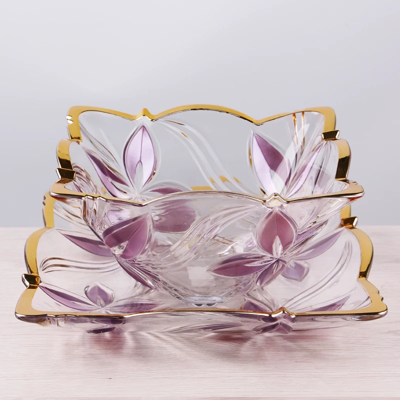 2016 New pattern living room fruit bowl plate Creative European fashion glass fruit plate