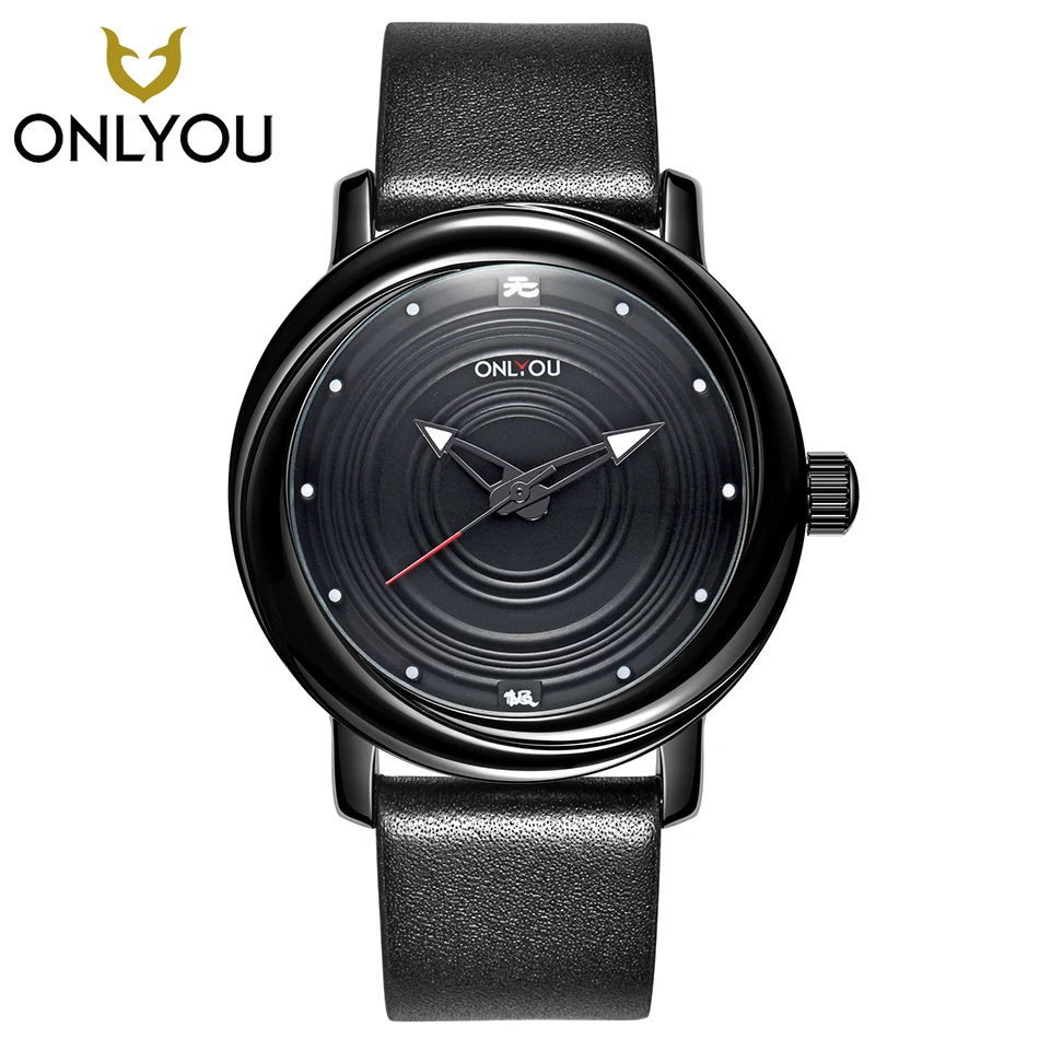 

ONLYOU Watches Men Genuine Leather Strap Quartz Watch Big Dial Top Brand Luxury Male Sport Creative Casual Military Clock Cool