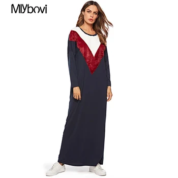 

Black Women Kaftan Abaya Dubai Arabic Velvet Patchwork Muslim Dress Women Robe Musulmane Longue Turkish Islamic Clothing 2018