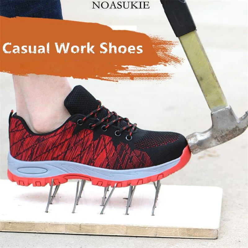 

3 Color Steel Safety Shoes Of Men Mesh Breathable Summer Work Shoes Pattern Sneakers Anti Smashing Puncture Steel Toe Shoes