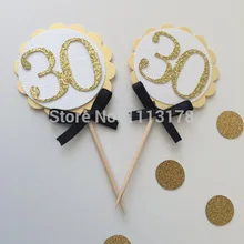 Золото кекс топперы пользовательские числа день рождения Юбилей Выпускной Свадебные душ девичник лечения пищевой выбирает