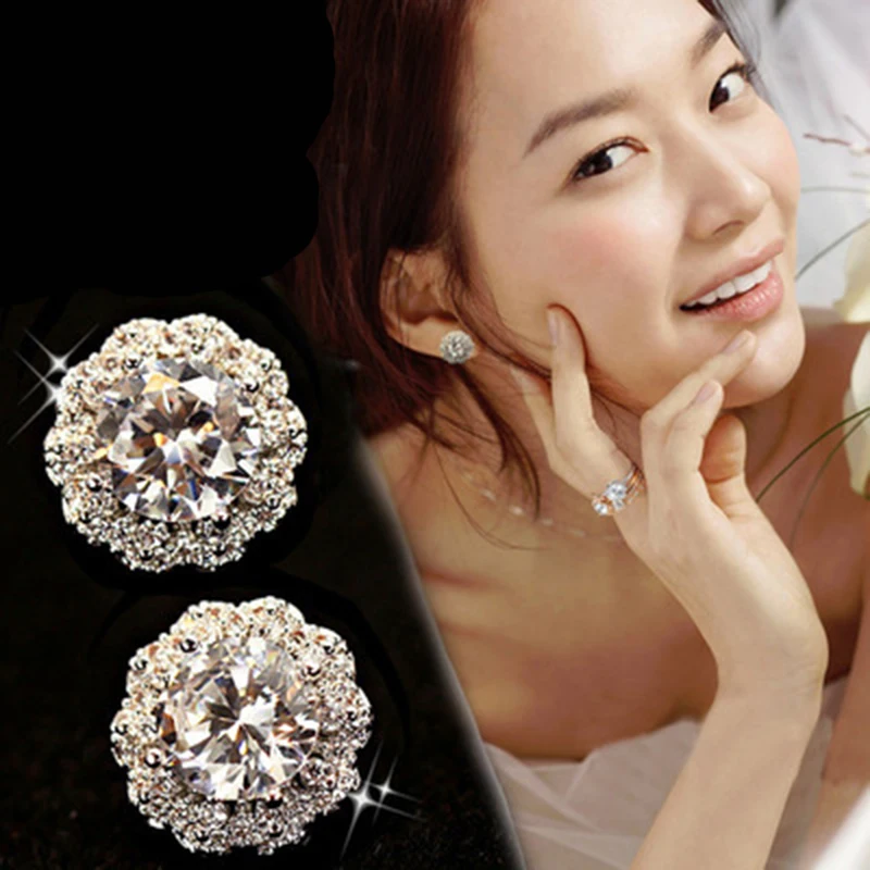 

DIEERLAN Hot Sale 925 Sterling Silver Zircon Flower Earrings for Women Brincos Pendientes Beautiful Jewelry Drop Shipping