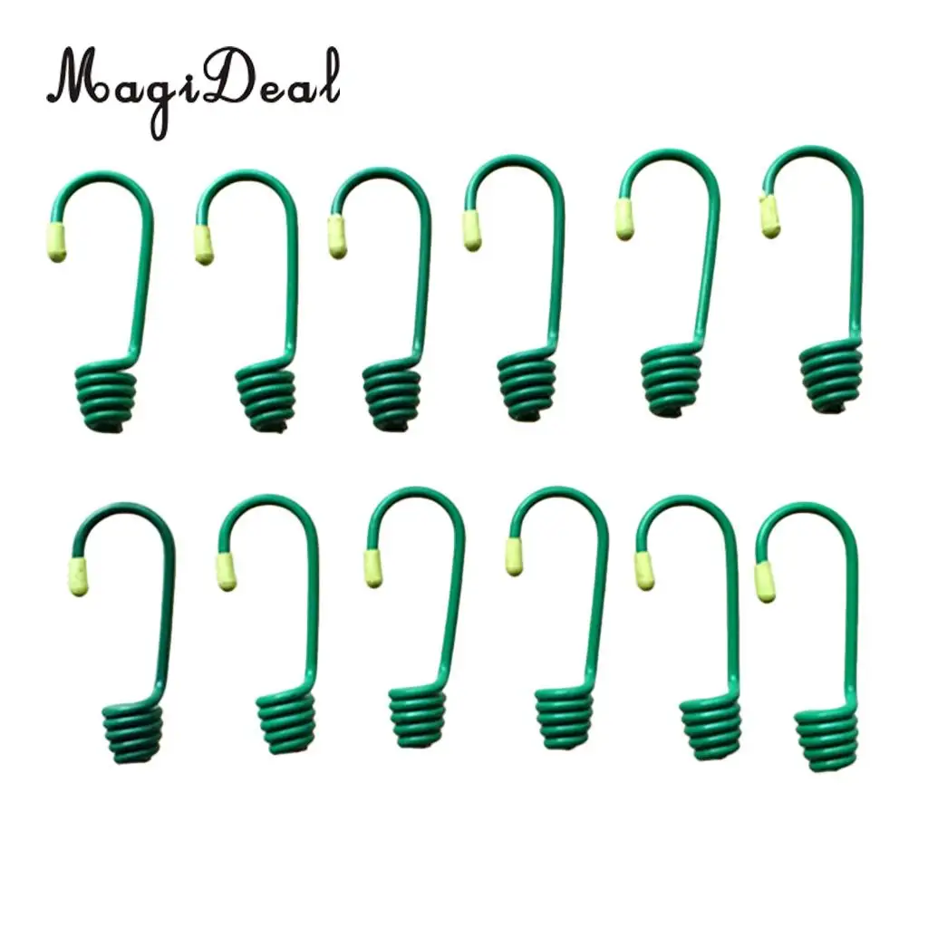 MagiDeal 12Pcs Durable Plastic Coated Iron Wire Hooks for 8mm Elastic Shock Cord Camping Tent Boat Cover Trailer Bungee Rope