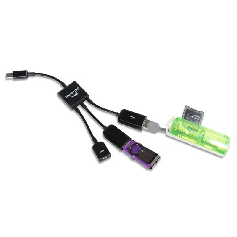 Новый Популярный 3 в 1 микро USB концентратор штекер гнездо и двойной хост 2 0 OTG
