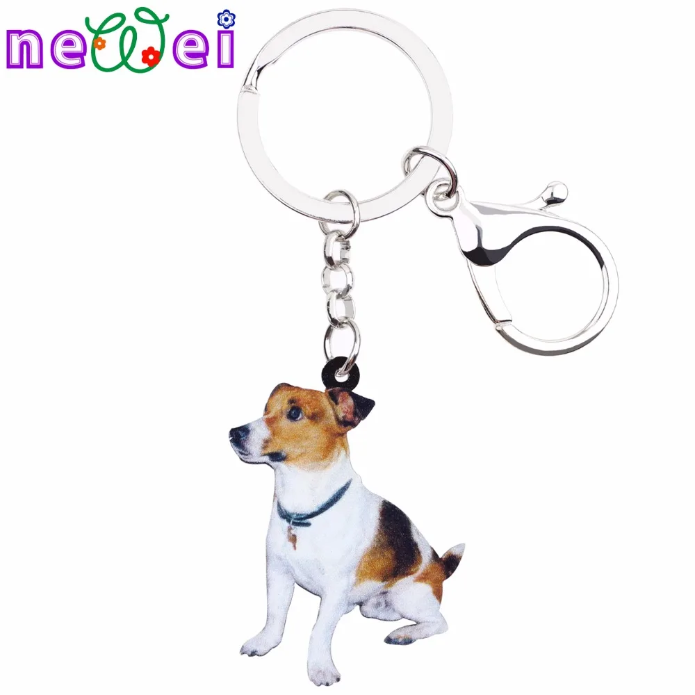 NEWEI Acrylic Sitting Jack Russell Terrier Dog Key Chains Keyrings