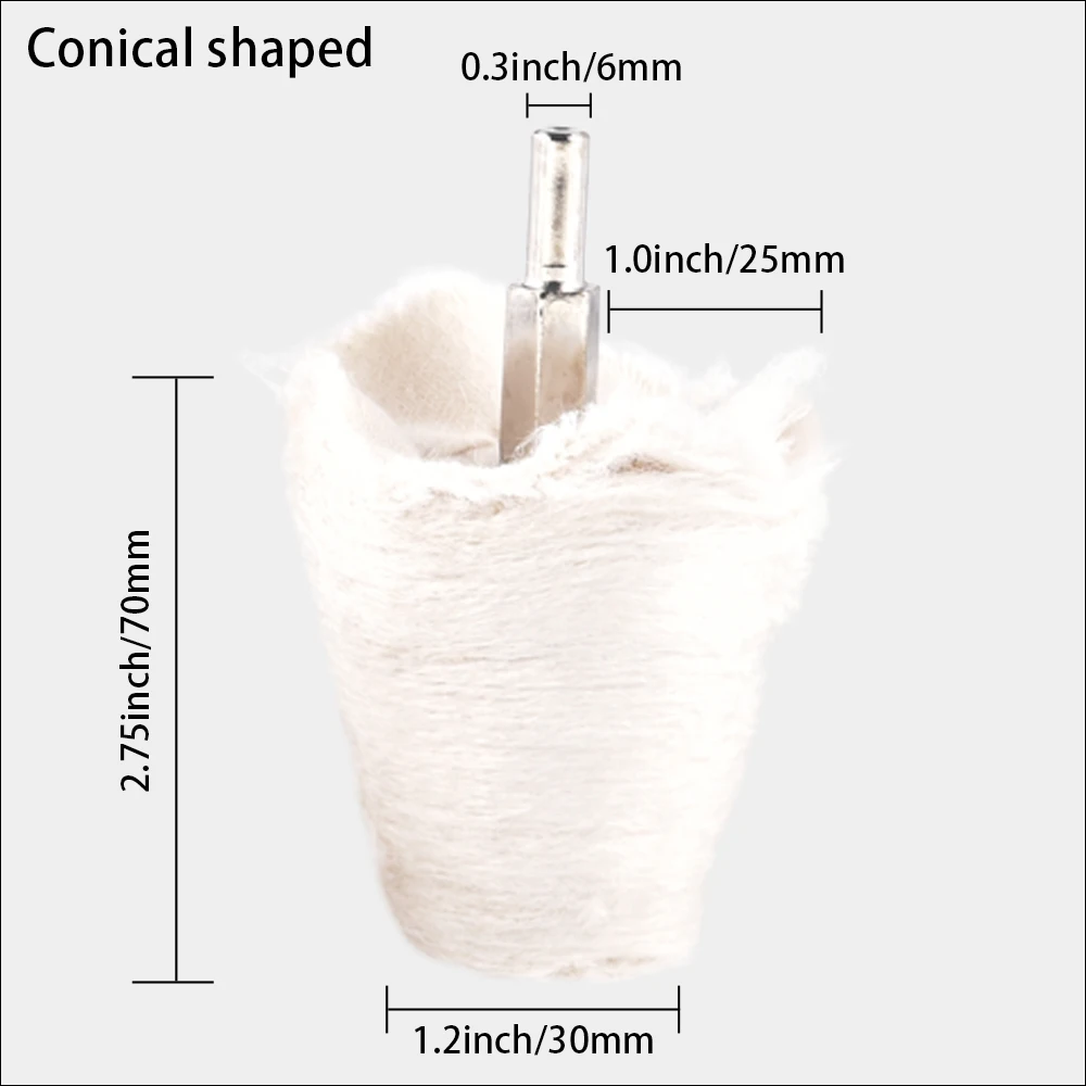 5 шт. белый байковый полировальный круг конусообразная Шлифовальная головка колеса с 1/" ручкой для металлического алюминия, нержавеющей стали