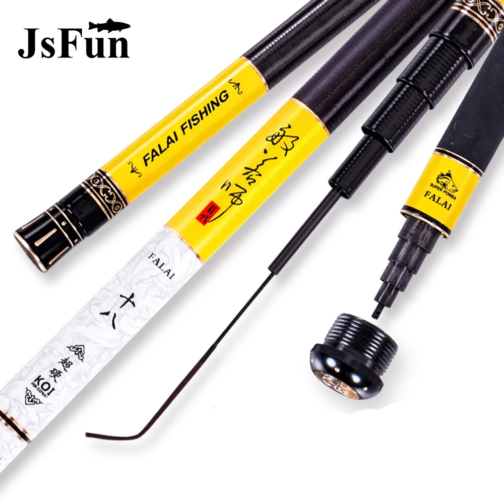 

JSFUN Telescopic Carbon Fiber Fishing Rod 3.6M 4.5M 5.4M 6.3M 7.2M Carp Fishing Pole Ultra-Light Stream Hand Feeder Rod YG05