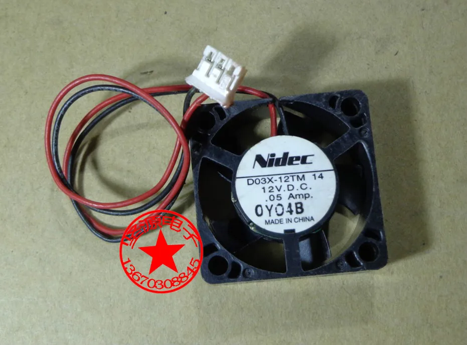 Nidec D03X 12TM 14 DC 12V 0.05A 30x30x10 мм 2 провод Сервер вентилятор