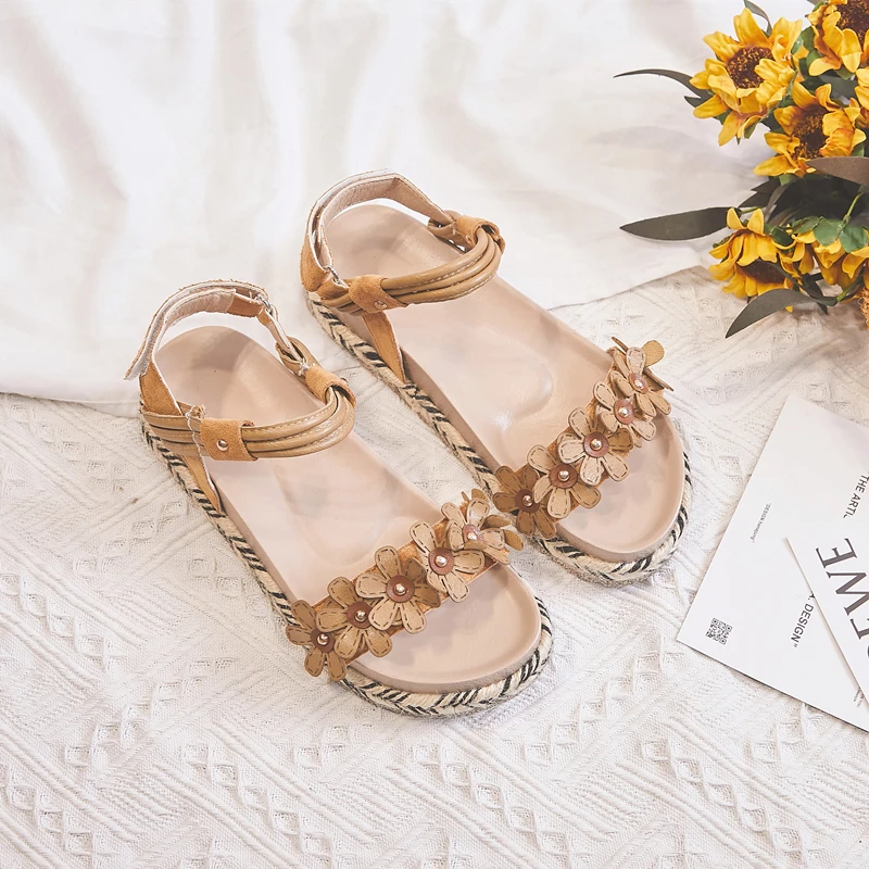 

2019 new flower sandals women's indoor outdoor sandals slippers leopard casual flat shoes summer fashion ladies shoes