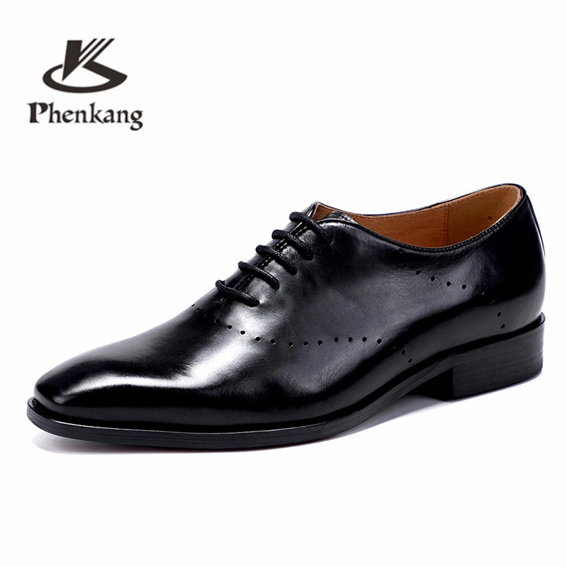 Black Brogues Formal Phenkang Boda Negocios De Vestido Mens Negro Oxford 2019 Zapatos Para coffee Cuero Cordones Hombres Genuino aawBCx5qZ
