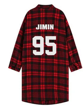 Kpop Bangtan клетчатая рубашка длинная для концерта jimin пальто jung kook модная женская