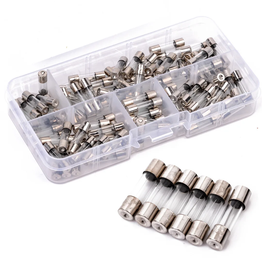 100pcs Fast Quick Blow Glass Tube Fuse with Case Assortment Kit 0.2A/ 0.5A/ 1A/ 2A/ 3A/ 5A/ 8A/ 10A/ 15A/ 20A 5 x 20mm