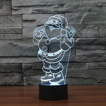 

Free Shipping 7 Colors changing Flashing Santa Claus Arcylic 3D LED Night Light USB 3D Father Christmas LED Decorative Lamps