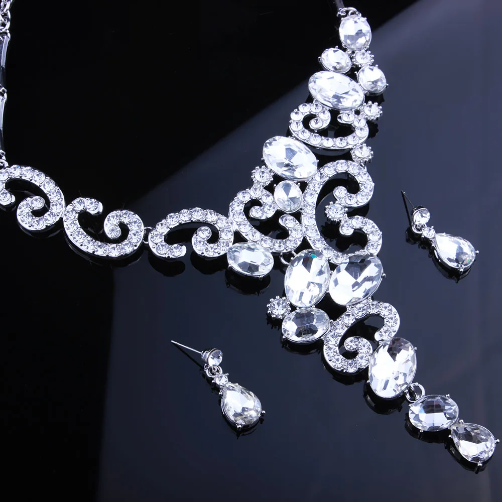 FARLENA Свадебные украшения модный с кристаллами, со стразами ожерелье Комплект сережек для женщин Свадебная вечеринка свадебные ювелирные наборы