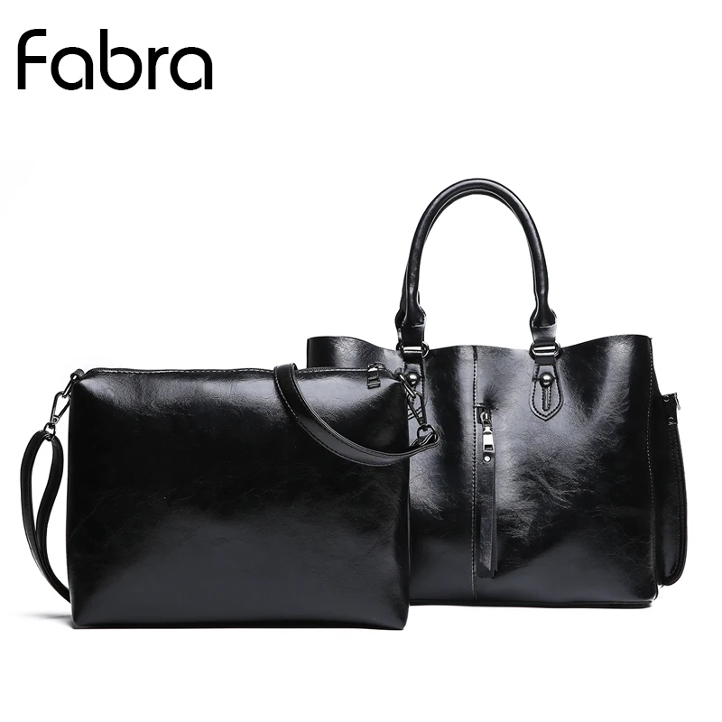 

Fabra Fashion Women Messenger Bags Oil Wax Pu Leather Handbag Composite Bag Vintage Ladies Tote Crossbody Shoulder Bag 2 Pcs/Lot