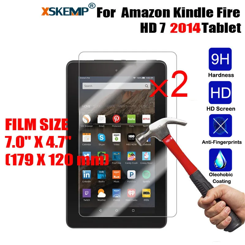 Xskemp 2 шт./лот закаленное Стекло Экран протектор Плёнки для Kindle Fire HD 7.0 2014 взрывозащищенный Планшеты ясно защитный кожух